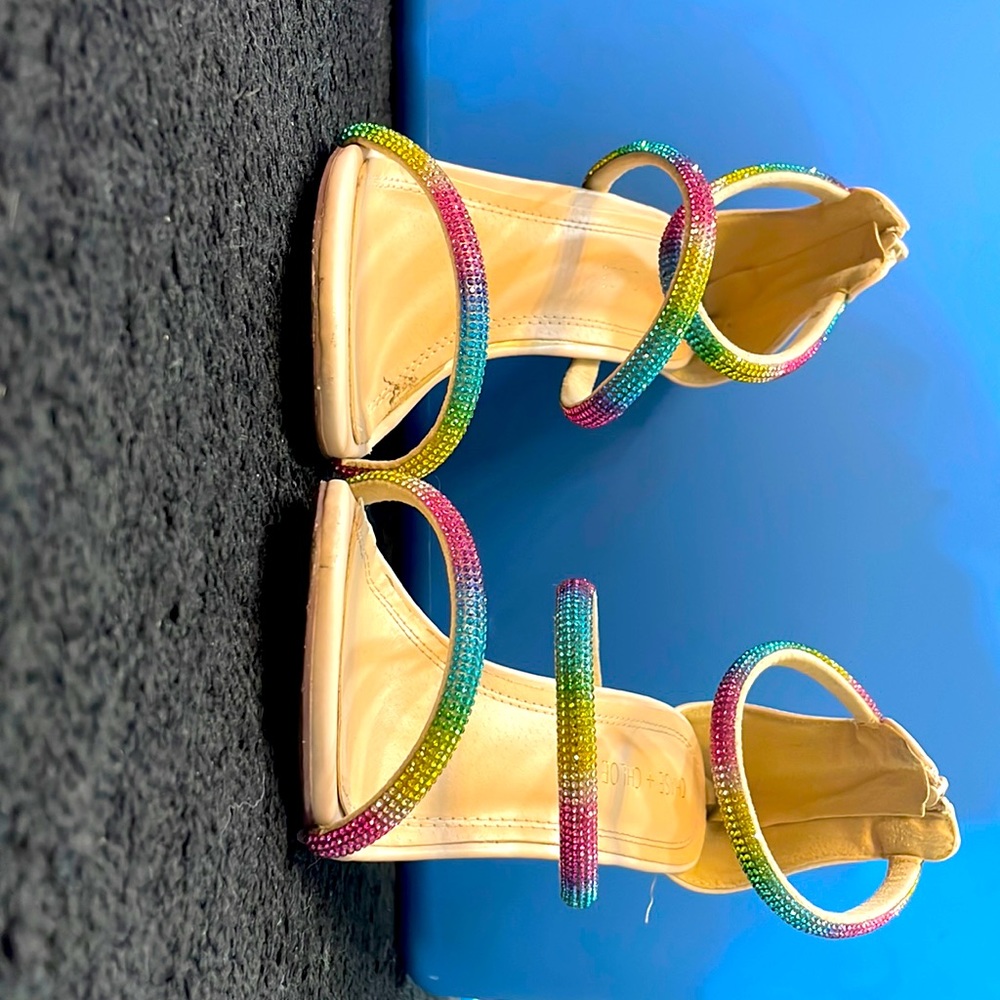 Rainbow beaded high heels